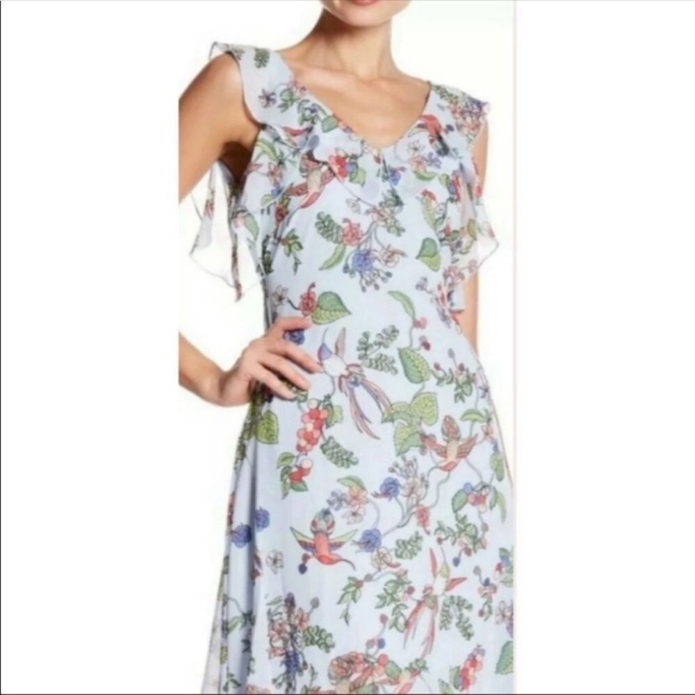 NWT Nanette Lepore Light Blue Floral Hummingbird Dress 2 - Picture 2 of 11